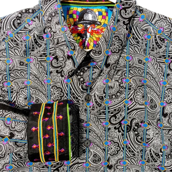 Robert Graham Other - Robert Graham Men's XL Paisley Embroidered Logo Flip Cuff Long Sleeve Shirt